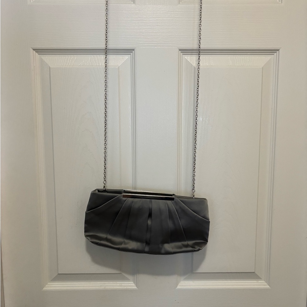 Chic Satin Gray Clutch by [Brand]